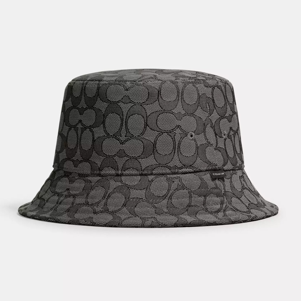 COACH Signature Jacquard Charcoal Bucket Hat {NEW}